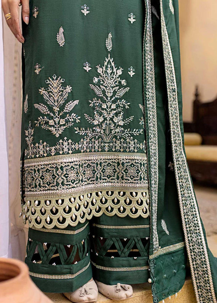 Zora By Eleshia Embroidered Dhanak Suits Unstitched 3 Piece ELS23Z FUCHSIA GREEN - Luxury Collection