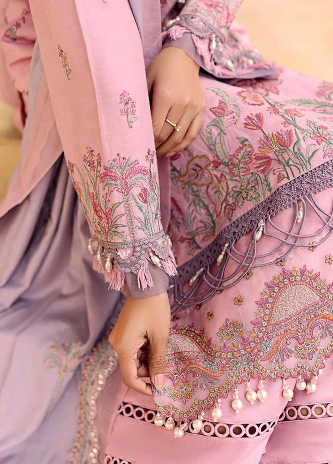 Zora By Eleshia Embroidered Dhanak Suits Unstitched 3 Piece ELS23Z MIST PURPLE - Luxury Collection