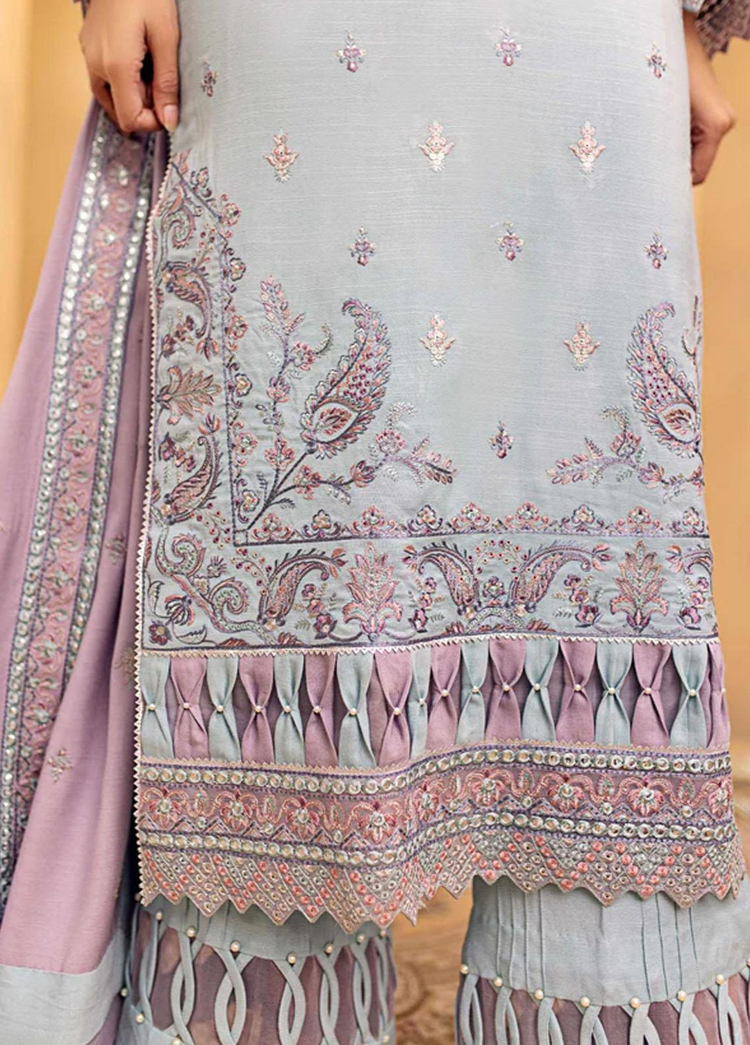 Zora By Eleshia Embroidered Dhanak Suits Unstitched 3 Piece ELS23Z SOFT SUNNY SHADES - Luxury Collection