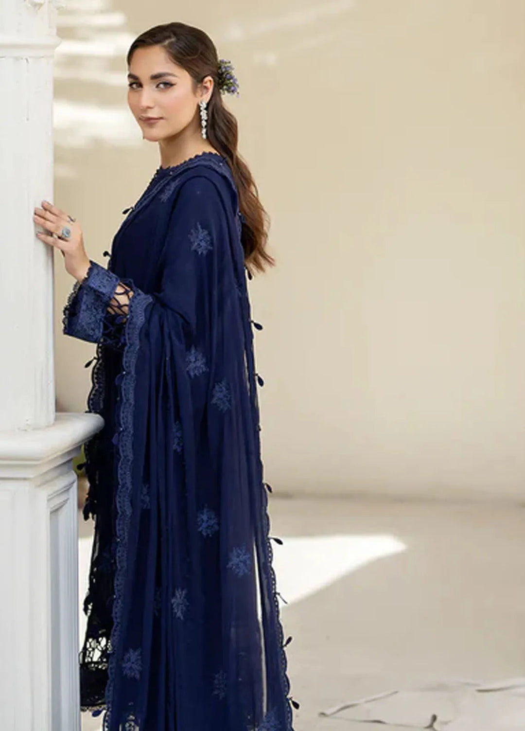 Zora By House Of Nawab Embroidered Lawn Suit Unstitched 3 Piece HON24Z FRONA - Summer Collection