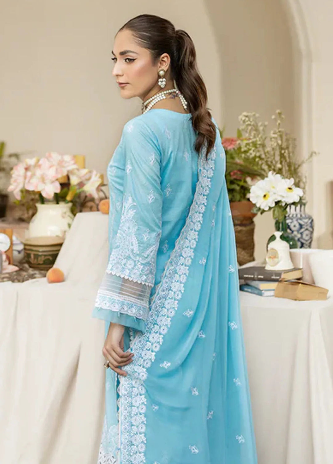 Zora By House Of Nawab Embroidered Lawn Suit Unstitched 3 Piece HON24Z QAILAH - Summer Collection