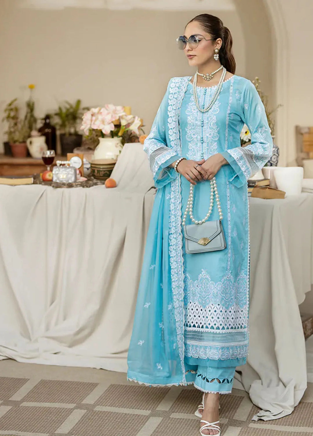 Zora By House Of Nawab Embroidered Lawn Suit Unstitched 3 Piece HON24Z QAILAH - Summer Collection