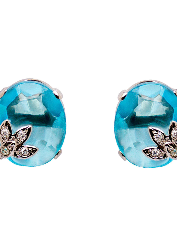 Zouhaira Earings Leaf Charm-Aqua Blue