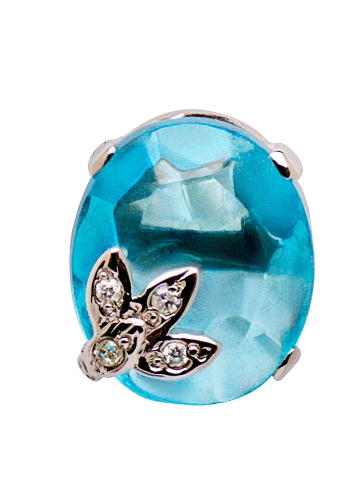 Zouhaira Earings Leaf Charm-Aqua Blue