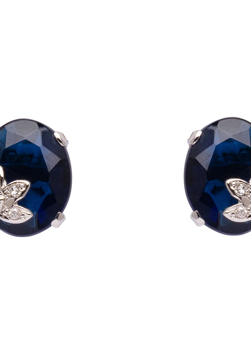 Zouhaira Earings Leaf Charm-Navy Blue