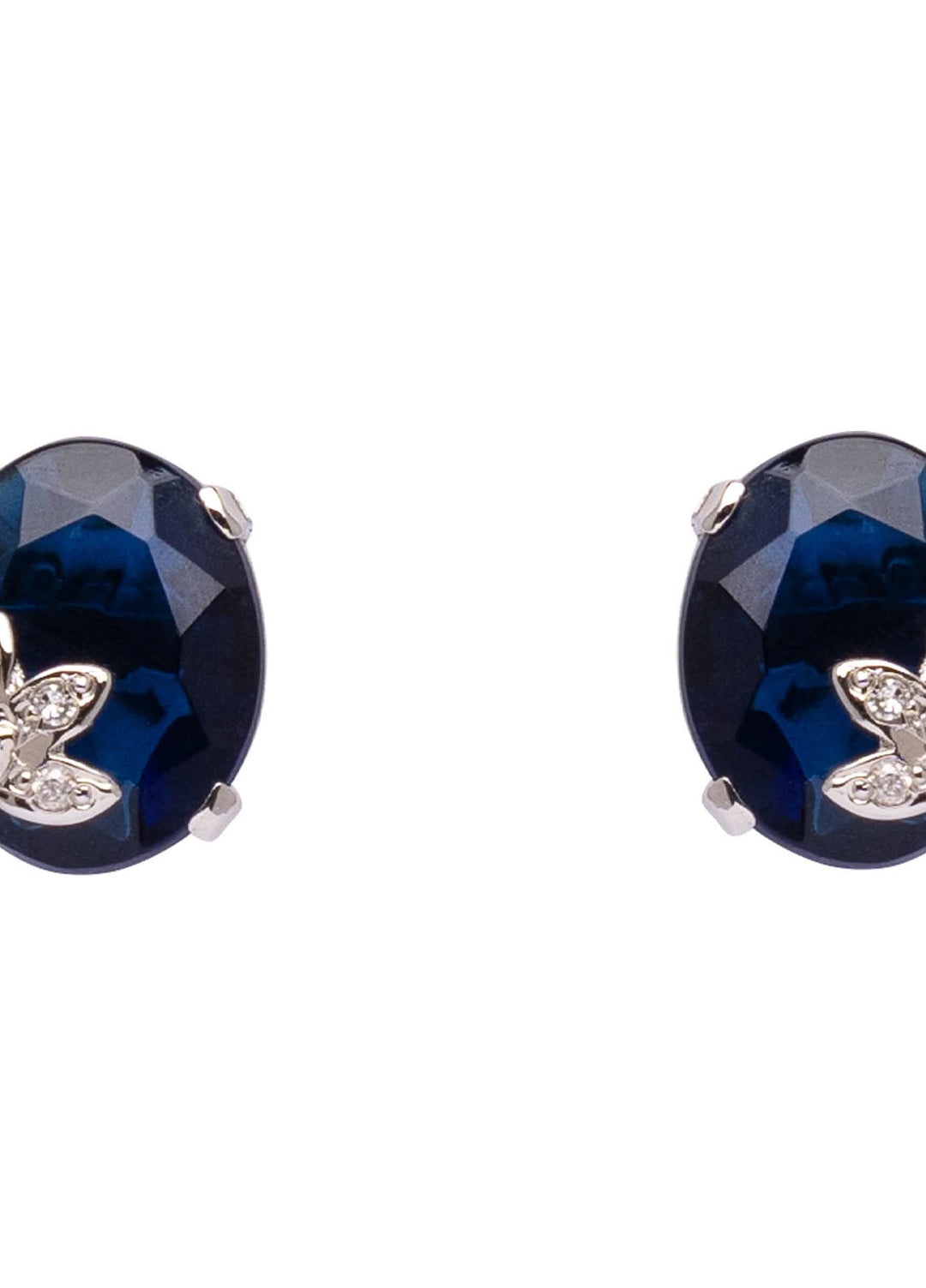 Zouhaira Earings Leaf Charm-Navy Blue