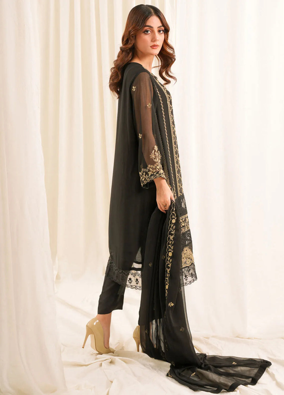 Zouj Embroidered Chiffon Suit Unstitched 3 Piece ZJ24 ZJ-CH-01 - Formal Collection