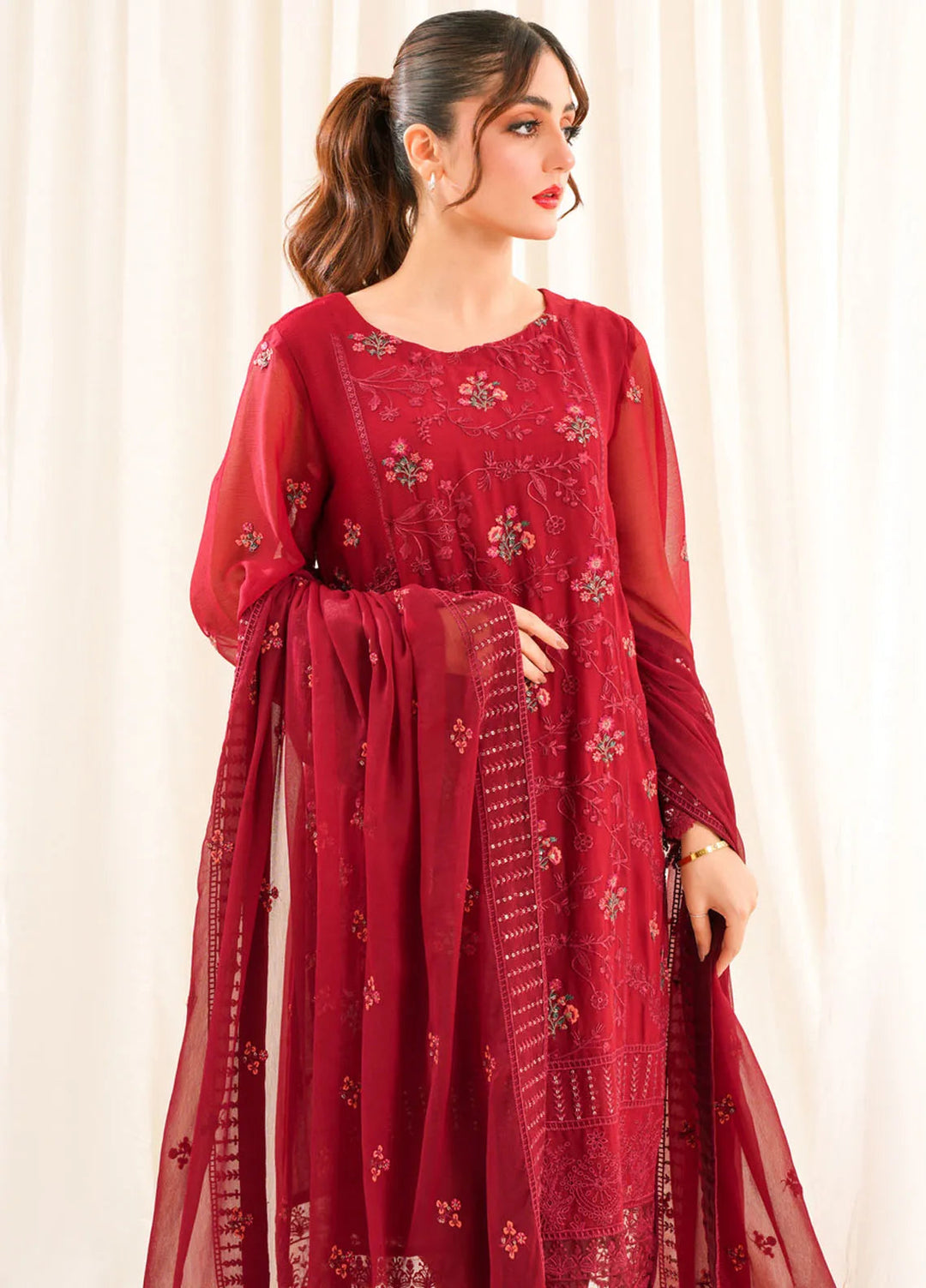 Zouj Embroidered Chiffon Suit Unstitched 3 Piece ZJ24 ZJ-CH-05 - Formal Collection