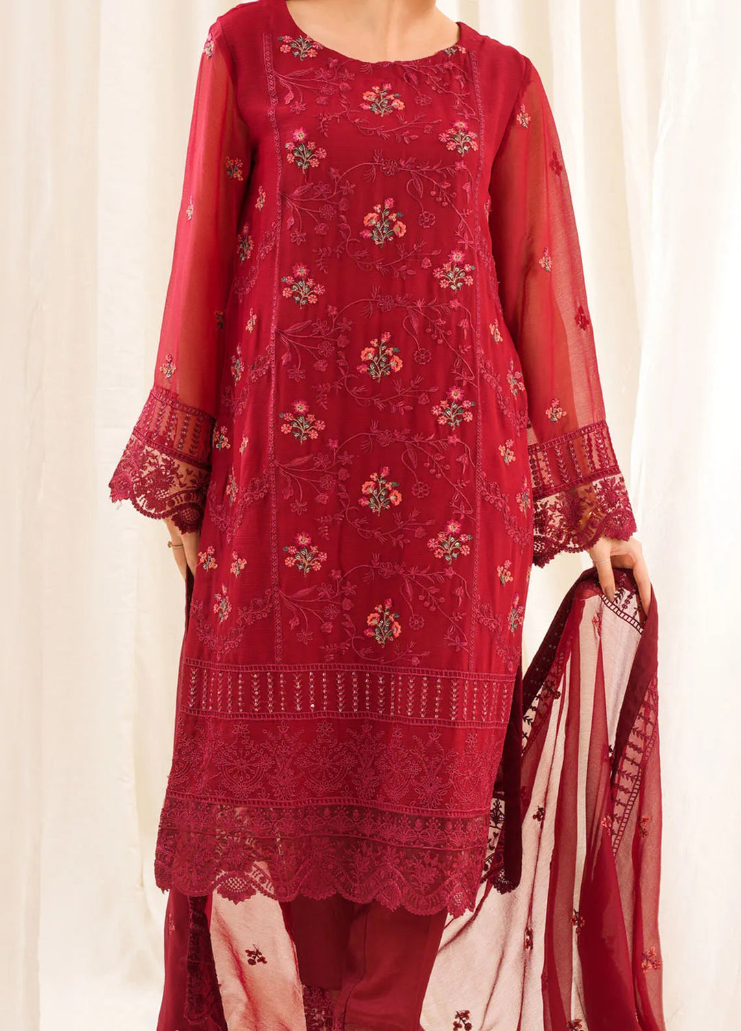 Zouj Embroidered Chiffon Suit Unstitched 3 Piece ZJ24 ZJ-CH-05 - Formal Collection