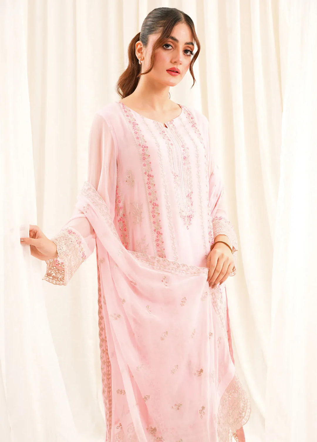 Zouj Embroidered Chiffon Suit Unstitched 3 Piece ZJ24 ZJ-CH-06 - Formal Collection