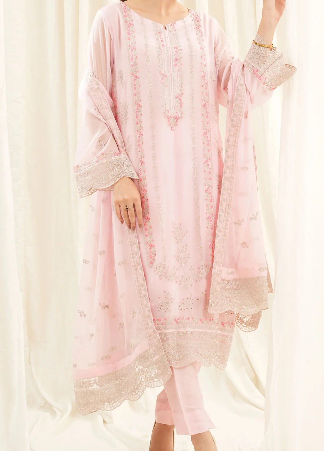 Zouj Embroidered Chiffon Suit Unstitched 3 Piece ZJ24 ZJ-CH-06 - Formal Collection