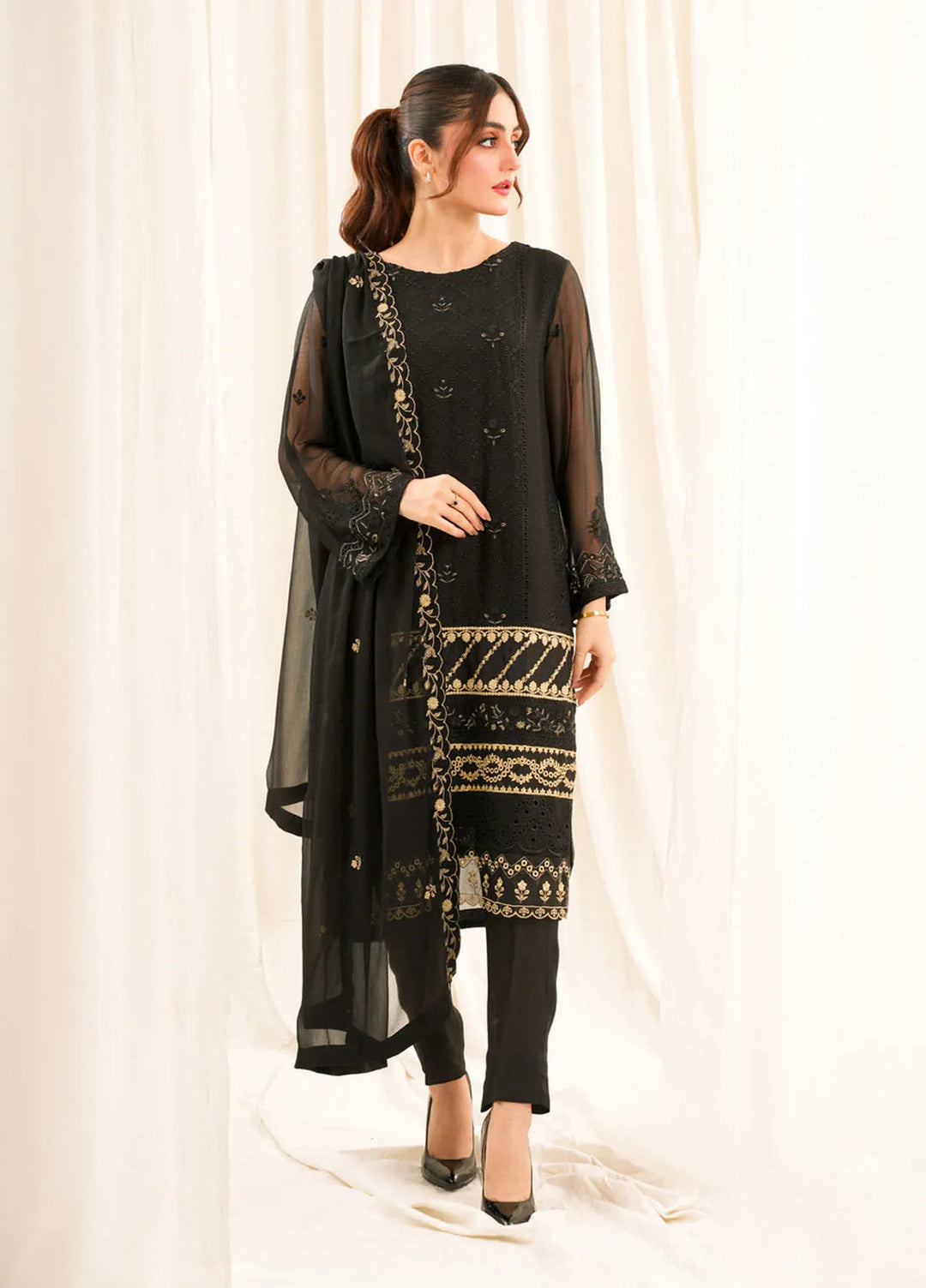 Zouj Embroidered Chiffon Suit Unstitched 3 Piece ZJ24 ZJ-CH-08 - Formal Collection