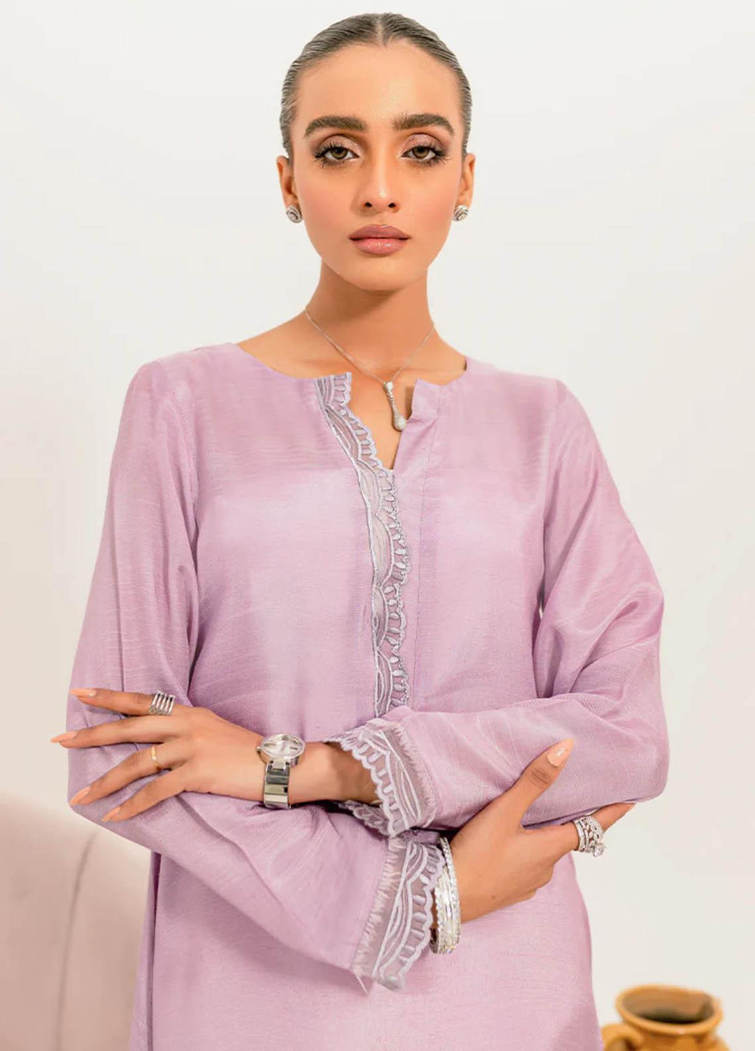 Zoya & Fatima Pret  Raw Silk 2 Piece Suit ZOF23P Viola