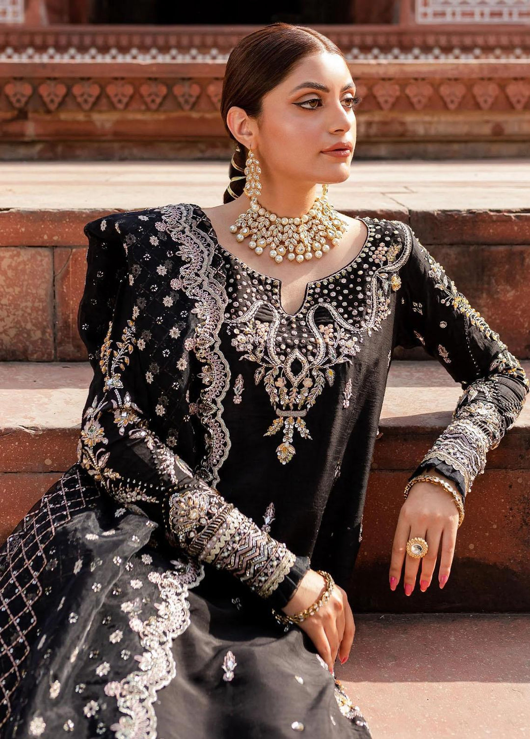 Zoya & Fatima Pret Embroidered Raw Silk 3 Piece Suit Maya