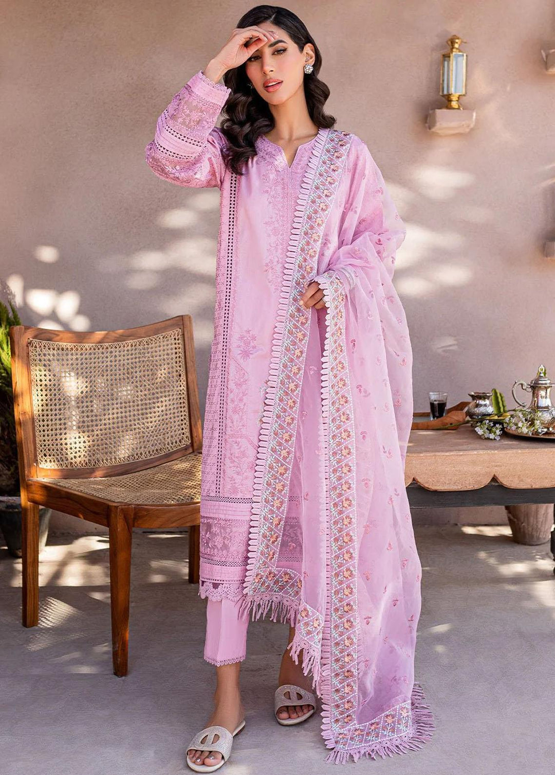 Zoya & Fatima Embroidered Lawn Suits Unstitched 3 Piece ZOF23L ZF-03 Sehr - Luxury Collection