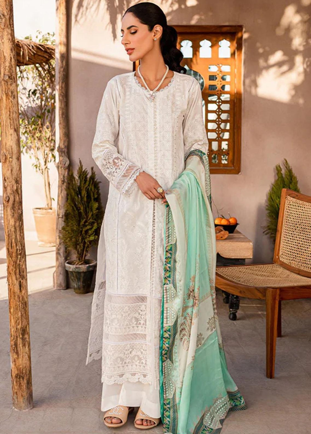 Zoya & Fatima Embroidered Lawn Suits Unstitched 3 Piece ZOF23L ZF-08 Azaya - Luxury Collection