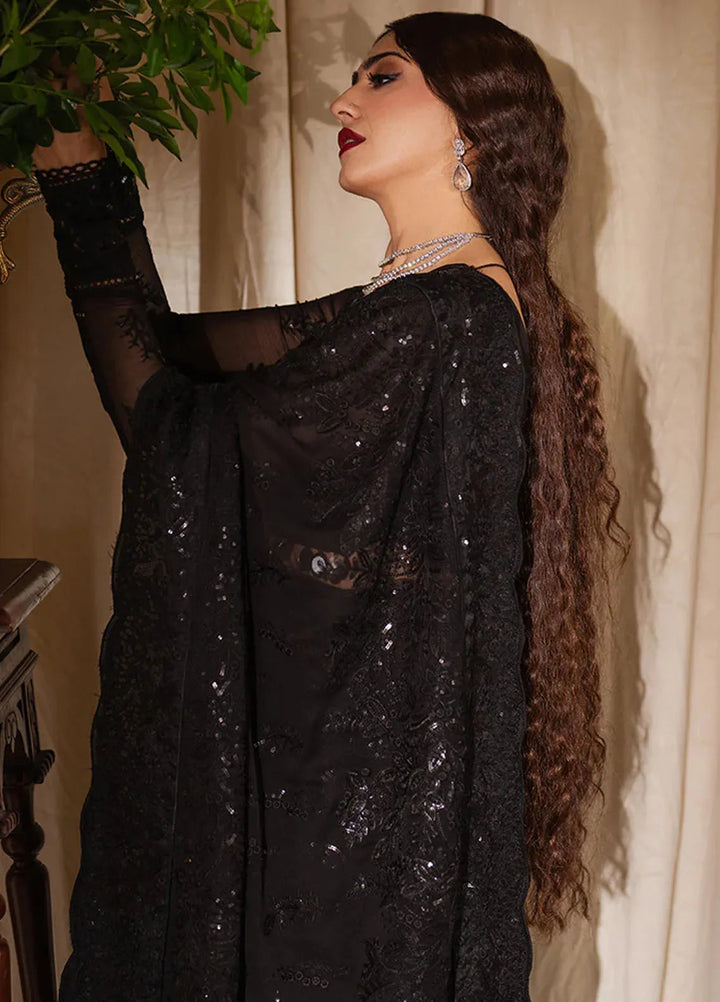 Zoya and Fatima Embroidered Chiffon Saree Unstitched 4 Piece ZOF24FD Inam - Formals Collection