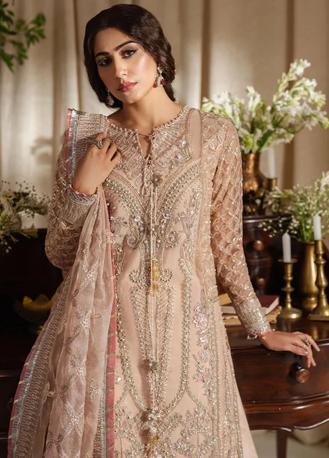 Zoya and Fatima Embroidered Net Suit Unstitched 4 Piece ZOF24FD Bisma - Formals Collection