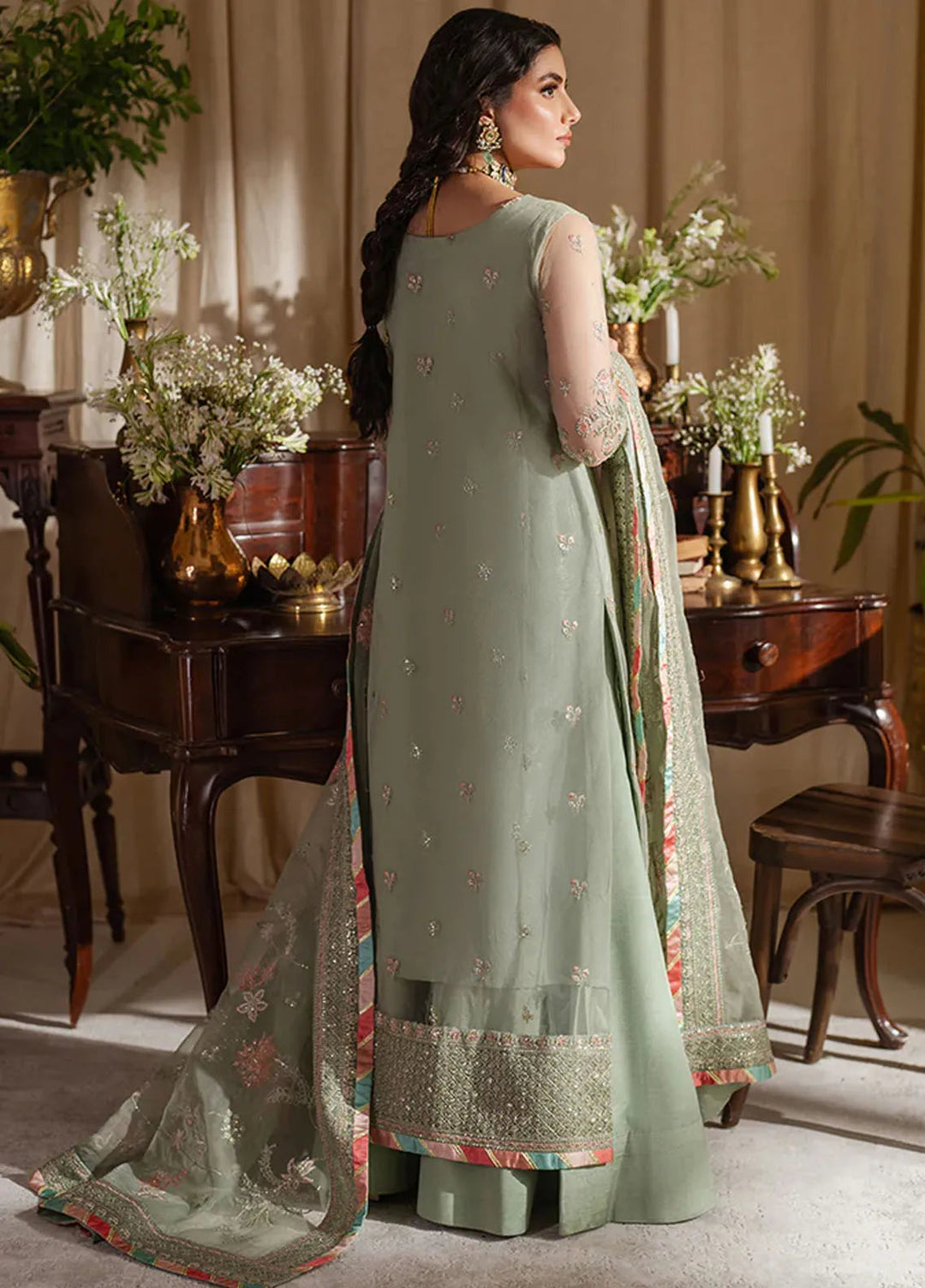 Zoya and Fatima Embroidered Net Suit Unstitched 4 Piece ZOF24FD Mahnur - Formals Collection