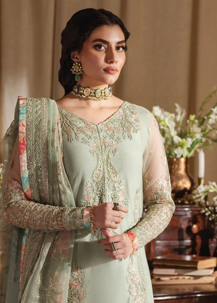 Zoya and Fatima Embroidered Net Suit Unstitched 4 Piece ZOF24FD Mahnur - Formals Collection