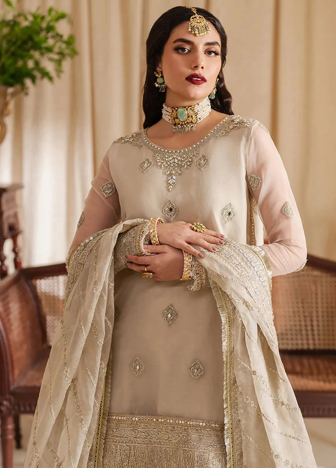 Zoya and Fatima Embroidered Organza Suit Unstitched 4 Piece ZOF24FD Misha - Formals Collection