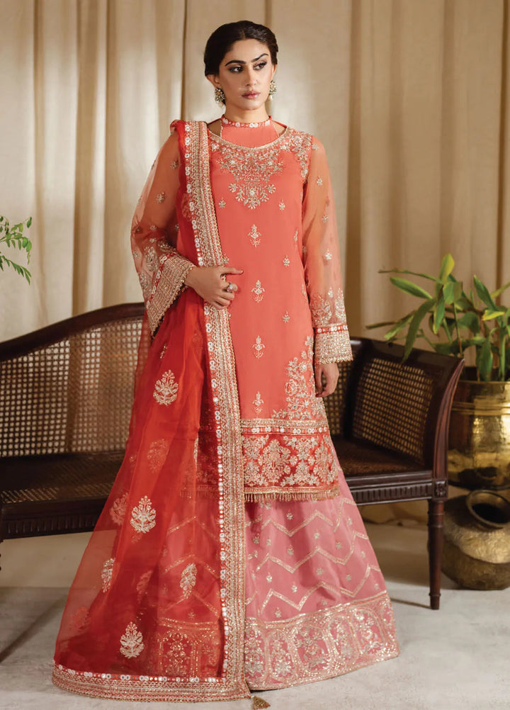 Zoya and Fatima Embroidered Organza Suit Unstitched 4 Piece ZOF24FD Yasmin - Formals Collection