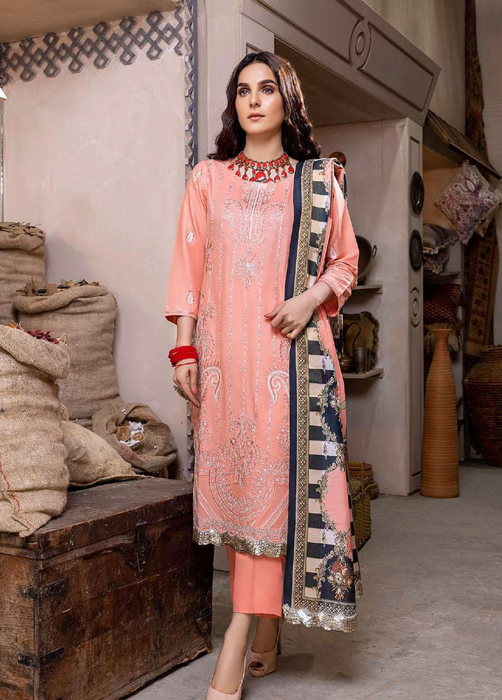 ZS Textiles Embroidered Linen Suits Unstitched 3 Piece ZS21LN 01 - Winter Collection