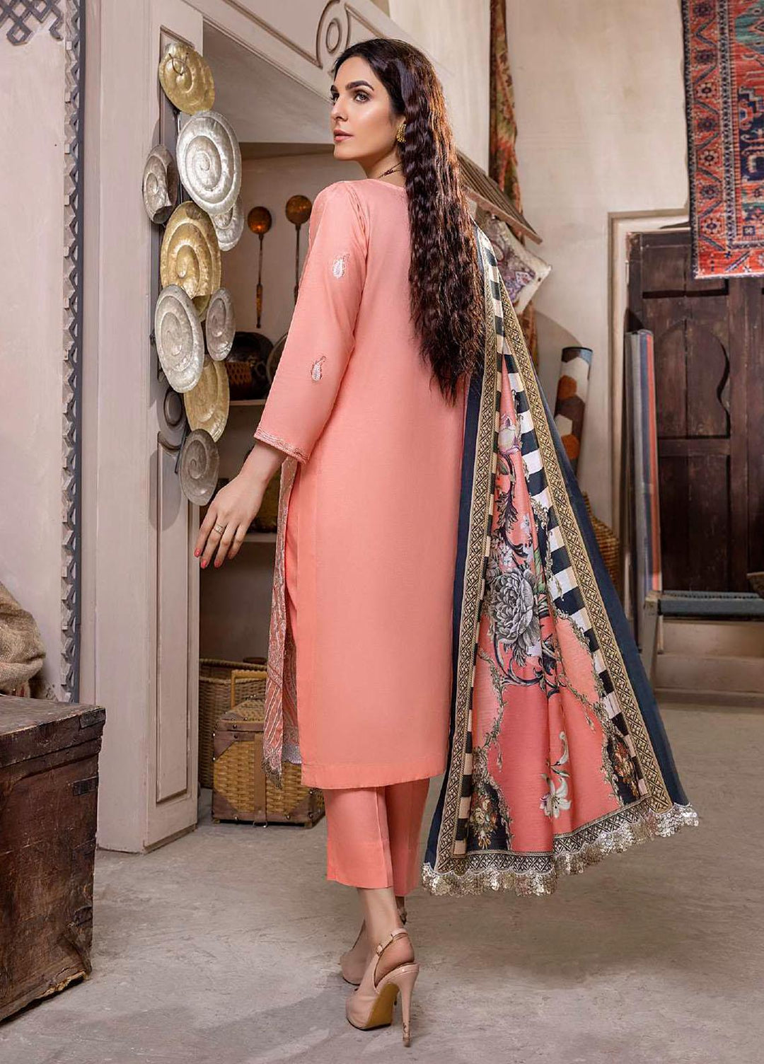 ZS Textiles Embroidered Linen Suits Unstitched 3 Piece ZS21LN 01 - Winter Collection