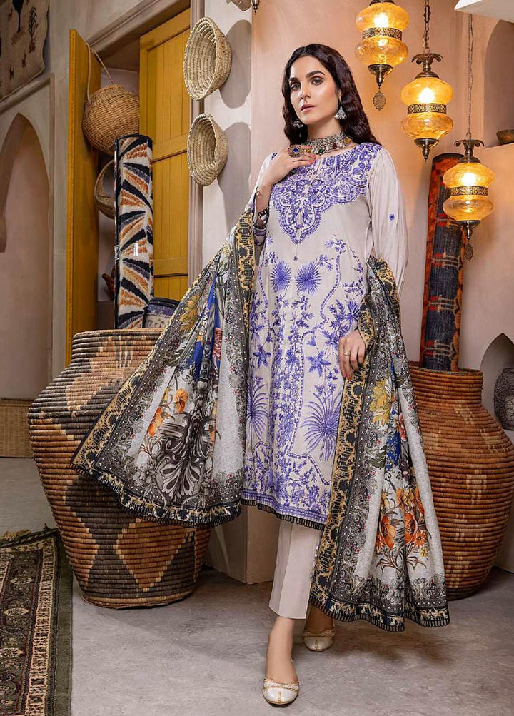 ZS Textiles Embroidered Linen Suits Unstitched 3 Piece ZS21LN 02 - Winter Collection