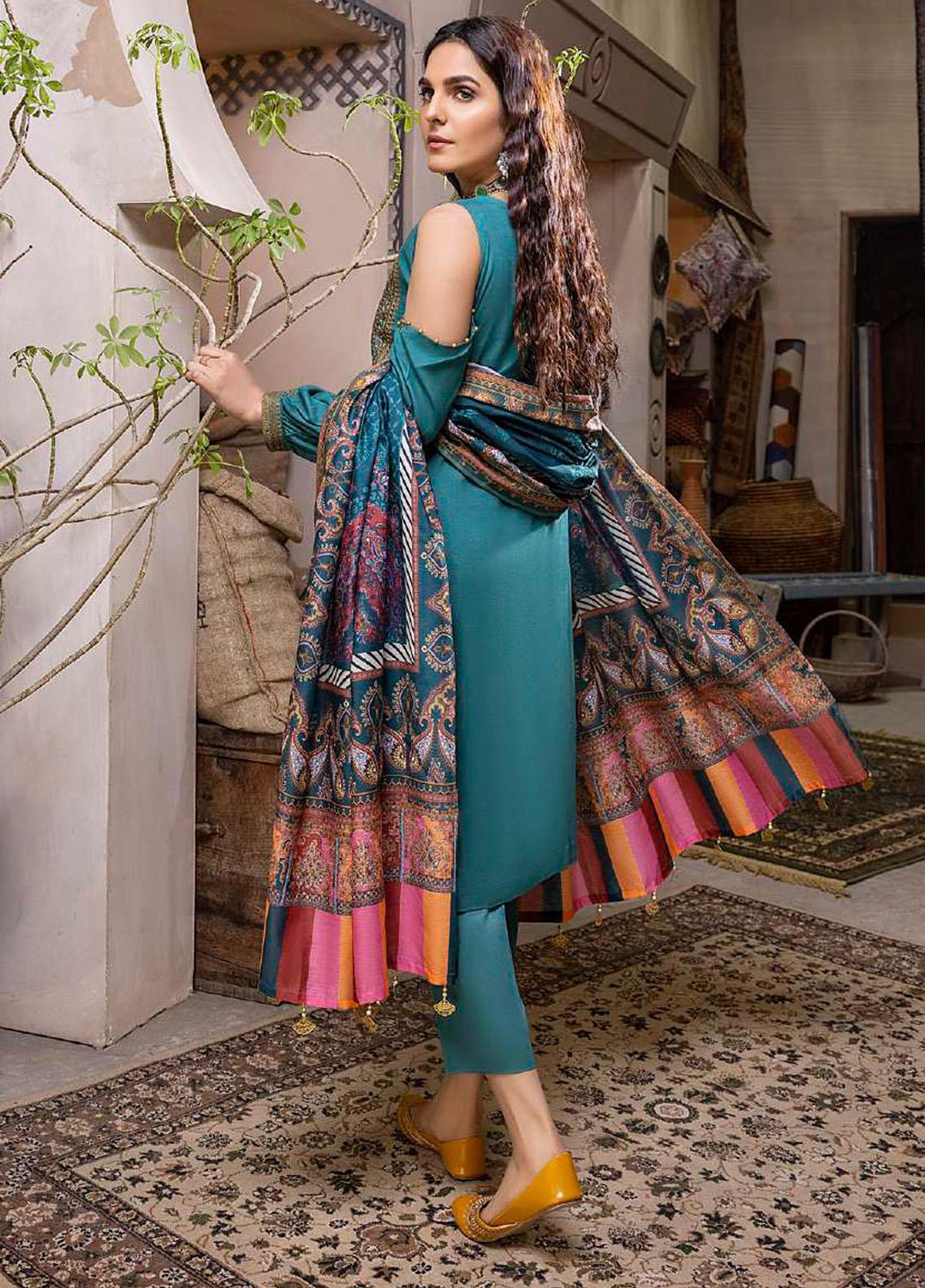 ZS Textiles Embroidered Linen Suits Unstitched 3 Piece ZS21LN 04 - Winter Collection