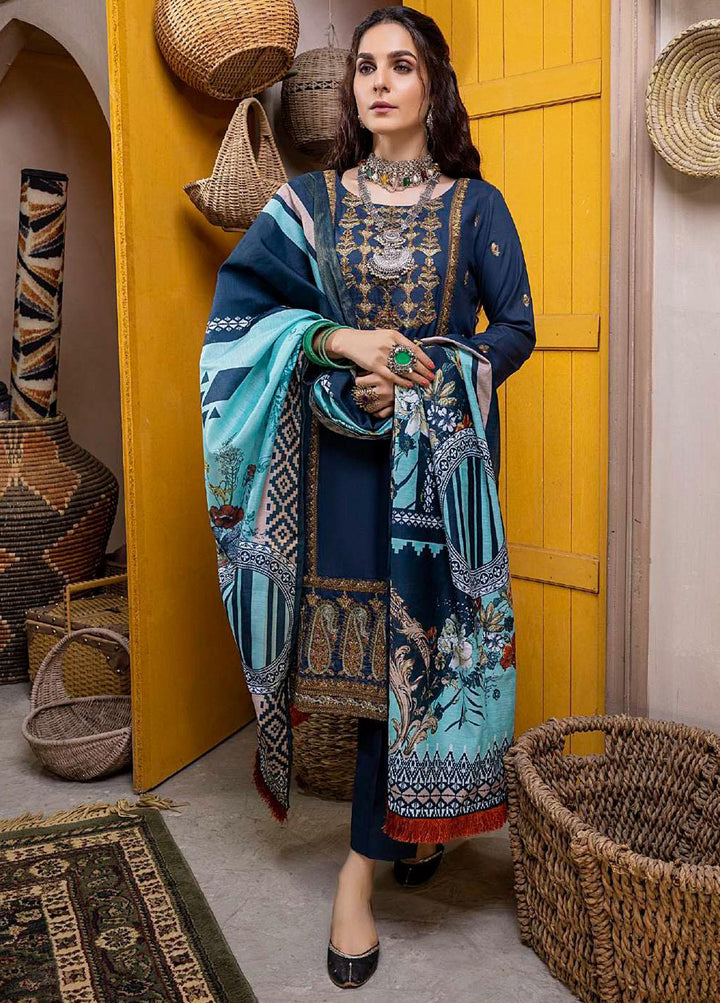 ZS Textiles Embroidered Linen Suits Unstitched 3 Piece ZS21LN 06 - Winter Collection