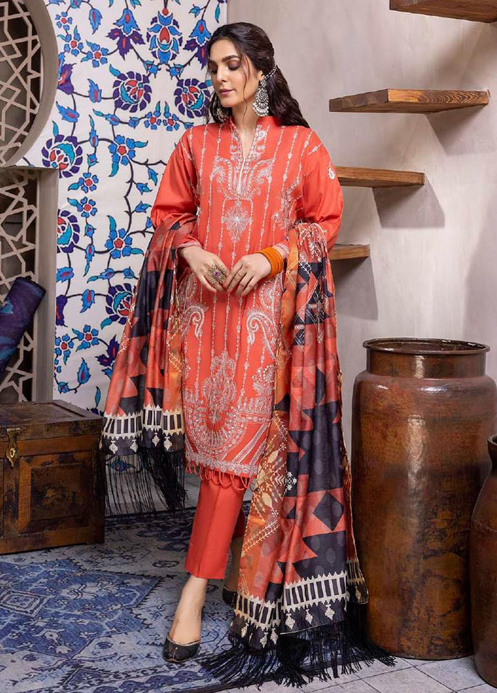 ZS Textiles Embroidered Linen Suits Unstitched 3 Piece ZS21LN 07 - Winter Collection