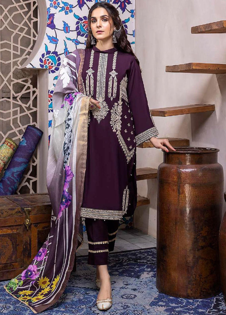 ZS Textiles Embroidered Linen Suits Unstitched 3 Piece ZS21LN 08 - Winter Collection