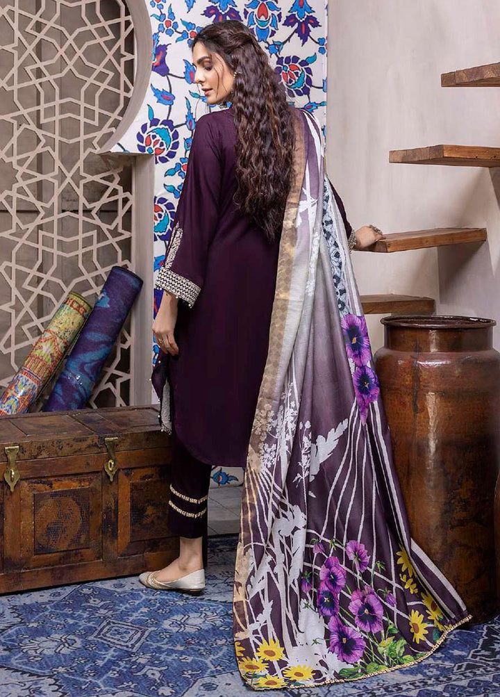 ZS Textiles Embroidered Linen Suits Unstitched 3 Piece ZS21LN 08 - Winter Collection