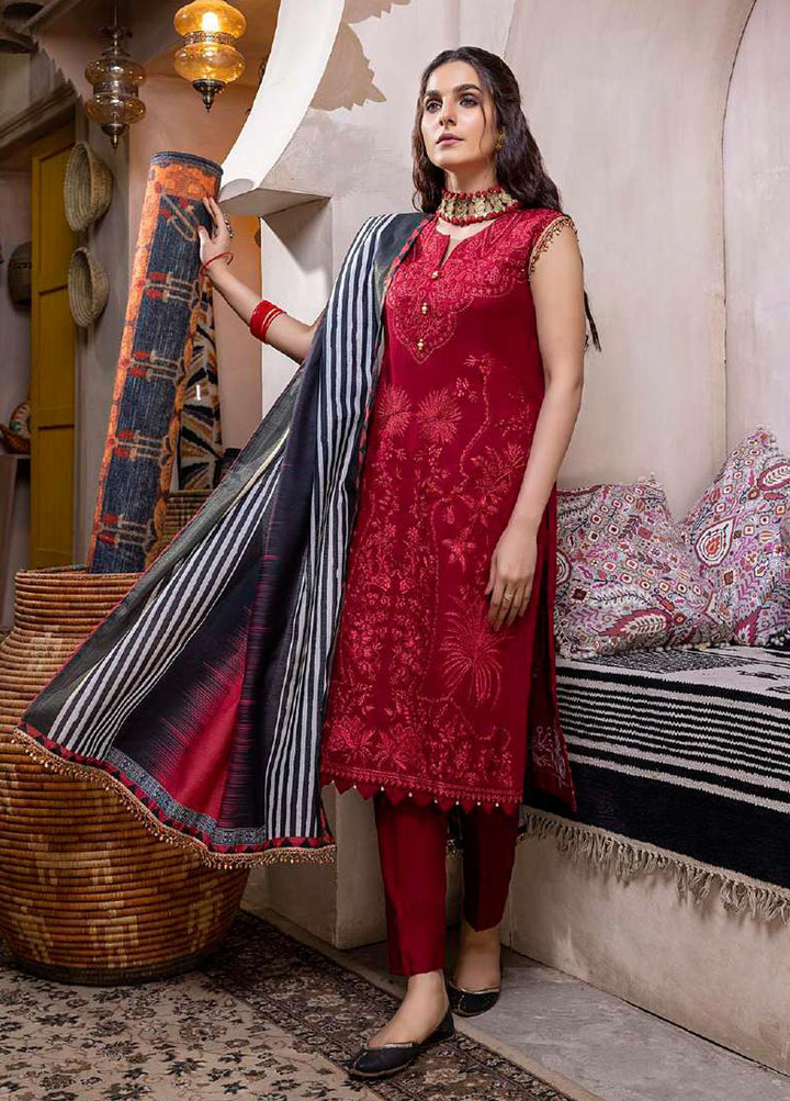 ZS Textiles Embroidered Linen Suits Unstitched 3 Piece ZS21LN 09 - Winter Collection