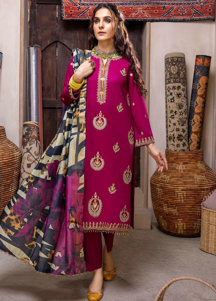ZS Textiles Embroidered Linen Suits Unstitched 3 Piece ZS21LN 10 - Winter Collection