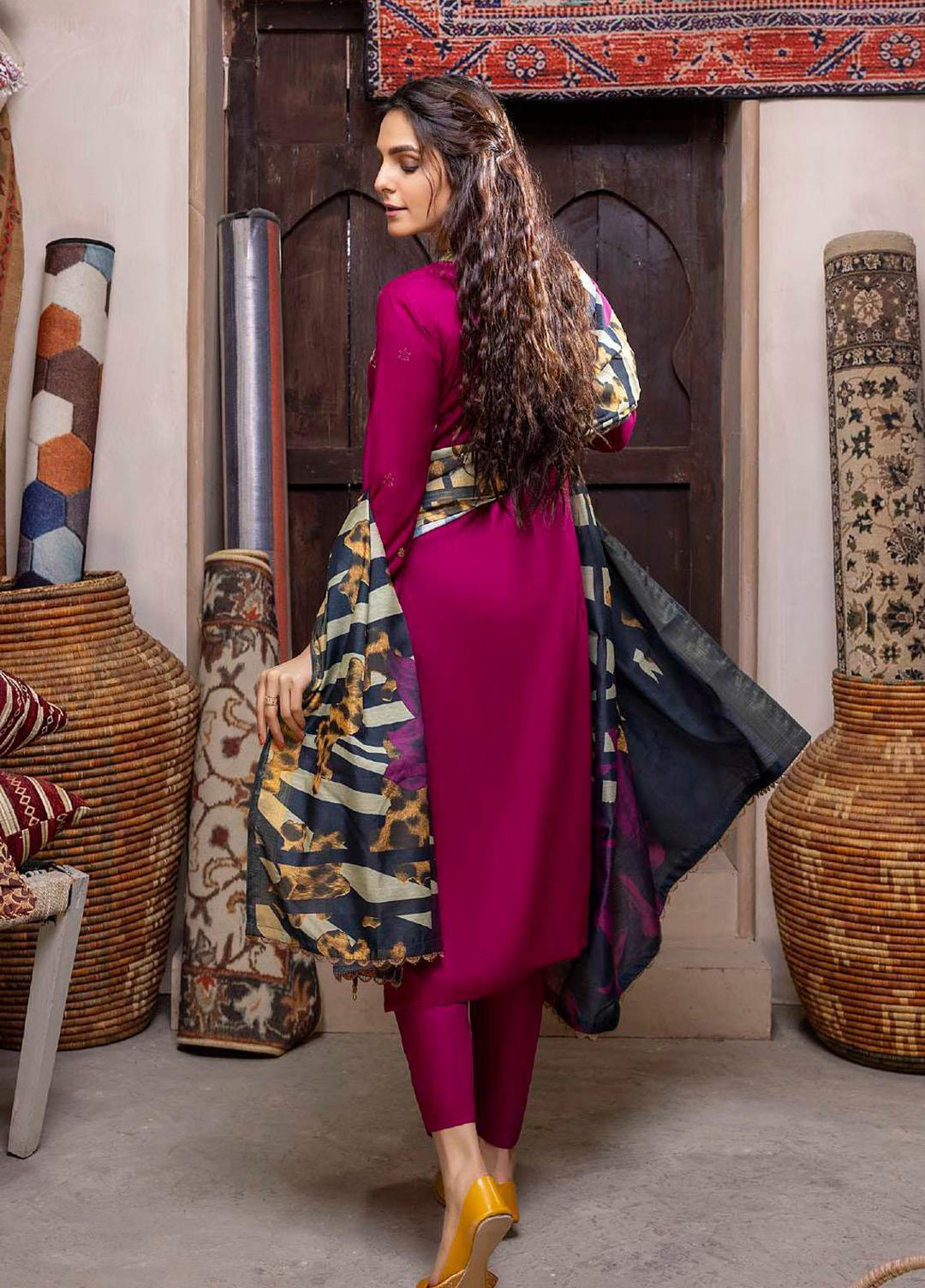 ZS Textiles Embroidered Linen Suits Unstitched 3 Piece ZS21LN 10 - Winter Collection