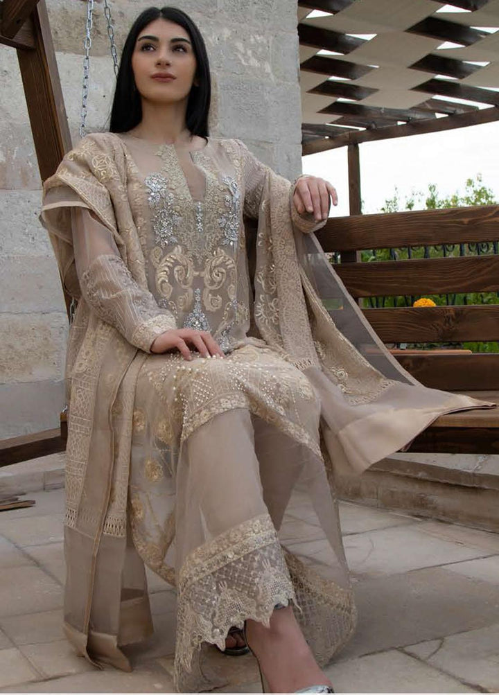 ZUNUJ Embroidered Chiffon Suits Unstitched 3 Piece ZJ22LF D-01 - Luxury Formals Collection