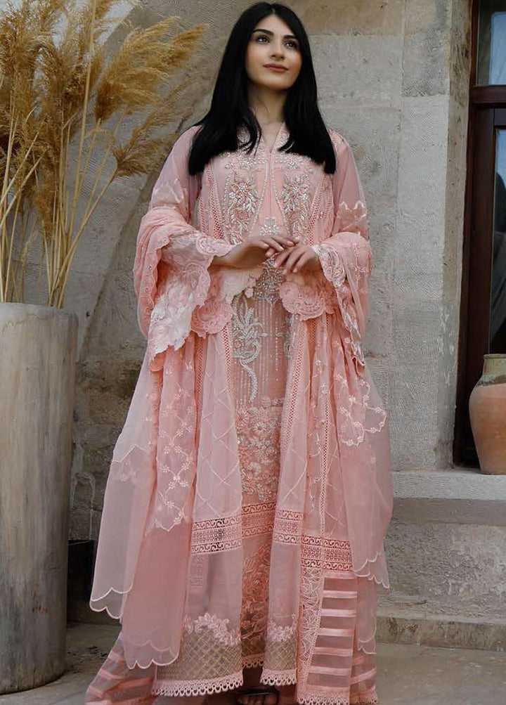 ZUNUJ Embroidered Chiffon Suits Unstitched 3 Piece ZJ22LF D-02 - Luxury Formals Collection