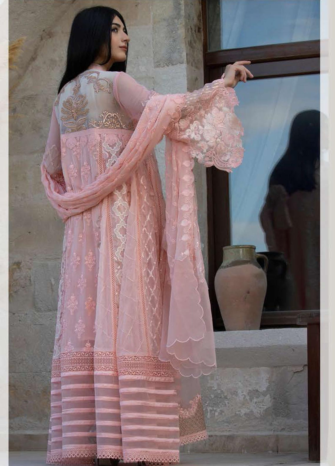 ZUNUJ Embroidered Chiffon Suits Unstitched 3 Piece ZJ22LF D-02 - Luxury Formals Collection