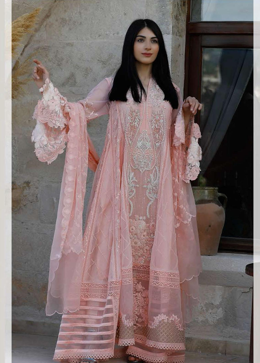 ZUNUJ Embroidered Chiffon Suits Unstitched 3 Piece ZJ22LF D-02 - Luxury Formals Collection