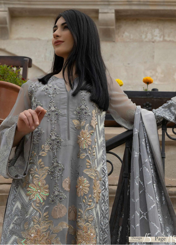 ZUNUJ Embroidered Chiffon Suits Unstitched 3 Piece ZJ22LF D-03 - Luxury Formals Collection