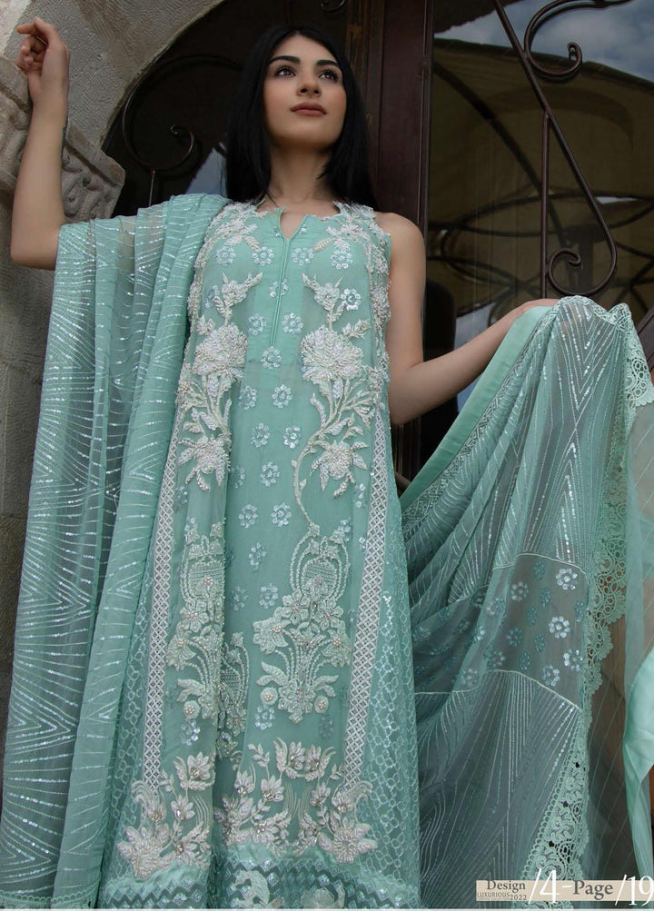 ZUNUJ Embroidered Chiffon Suits Unstitched 3 Piece ZJ22LF D-04 - Luxury Formals Collection
