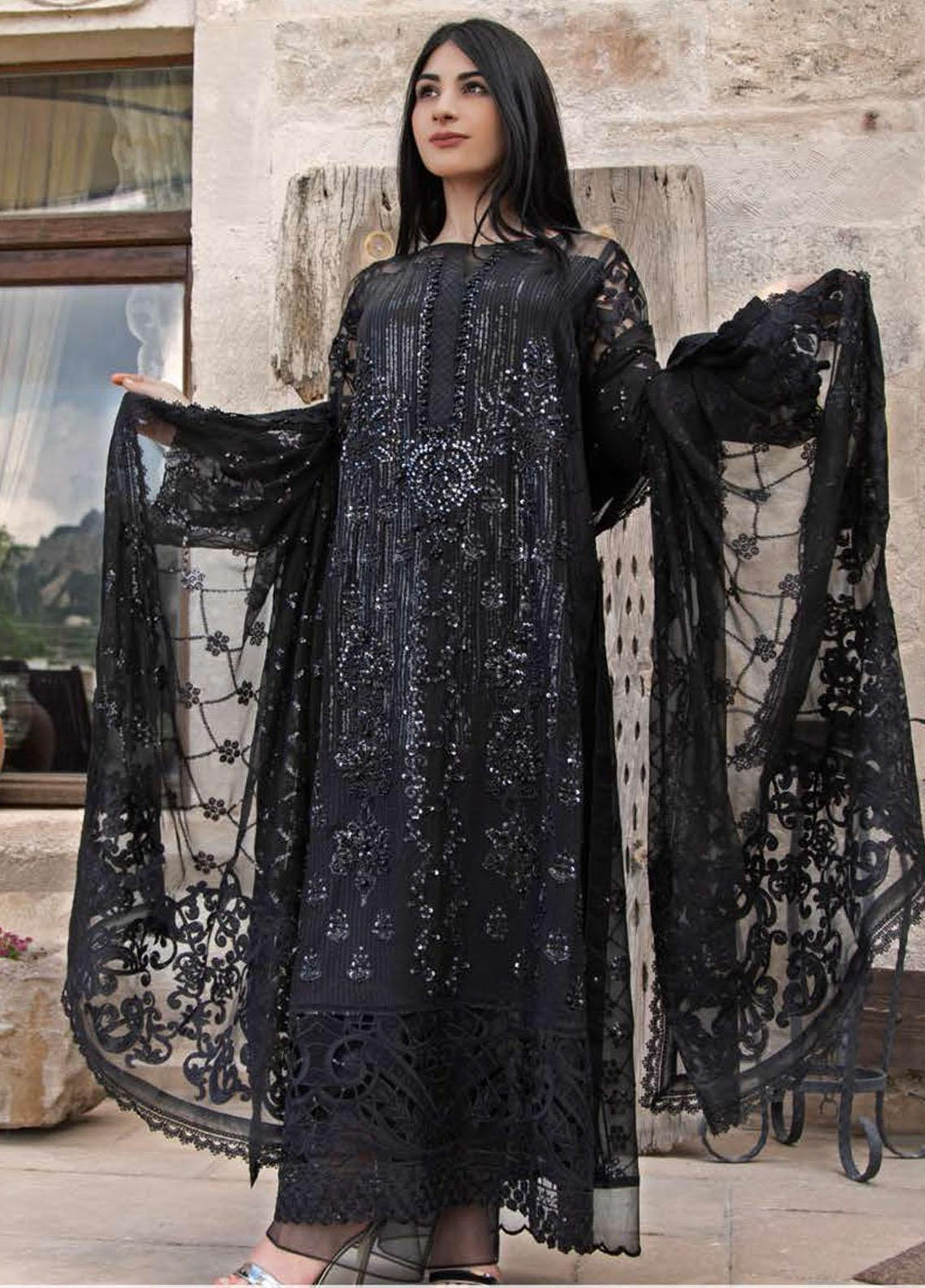 ZUNUJ Embroidered Chiffon Suits Unstitched 3 Piece ZJ22LF D-05 - Luxury Formals Collection