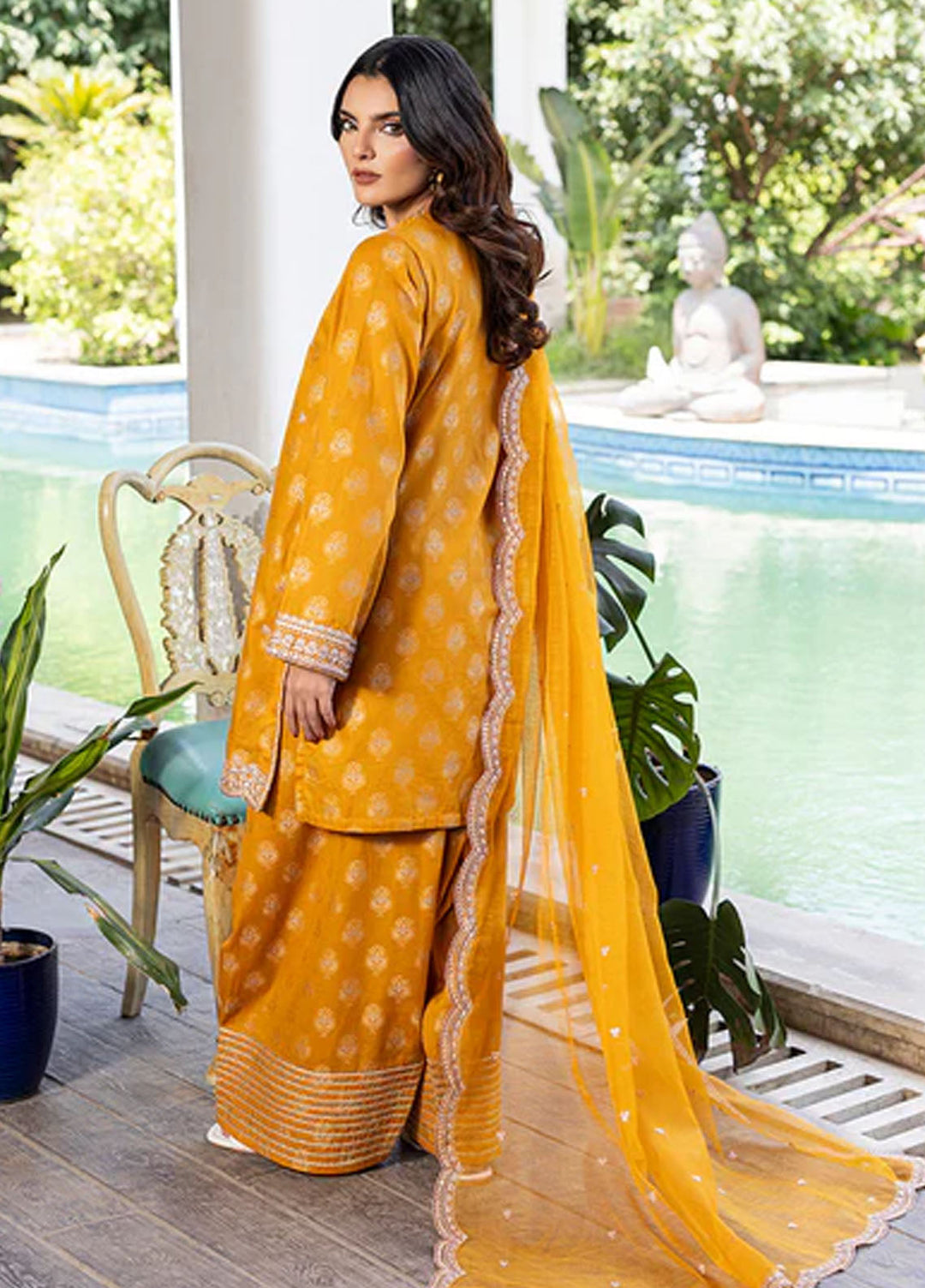 Zuri Pret Embroidered Cotton Silk 3 Piece Suit Sorita ZP-06 Mustard