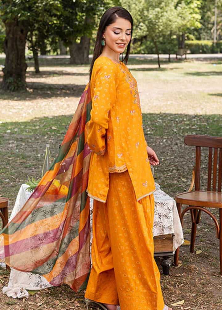 Zuri Pret Embroidered Jacquard 3 Piece Suit Kashaf ZP-09 Tangerine