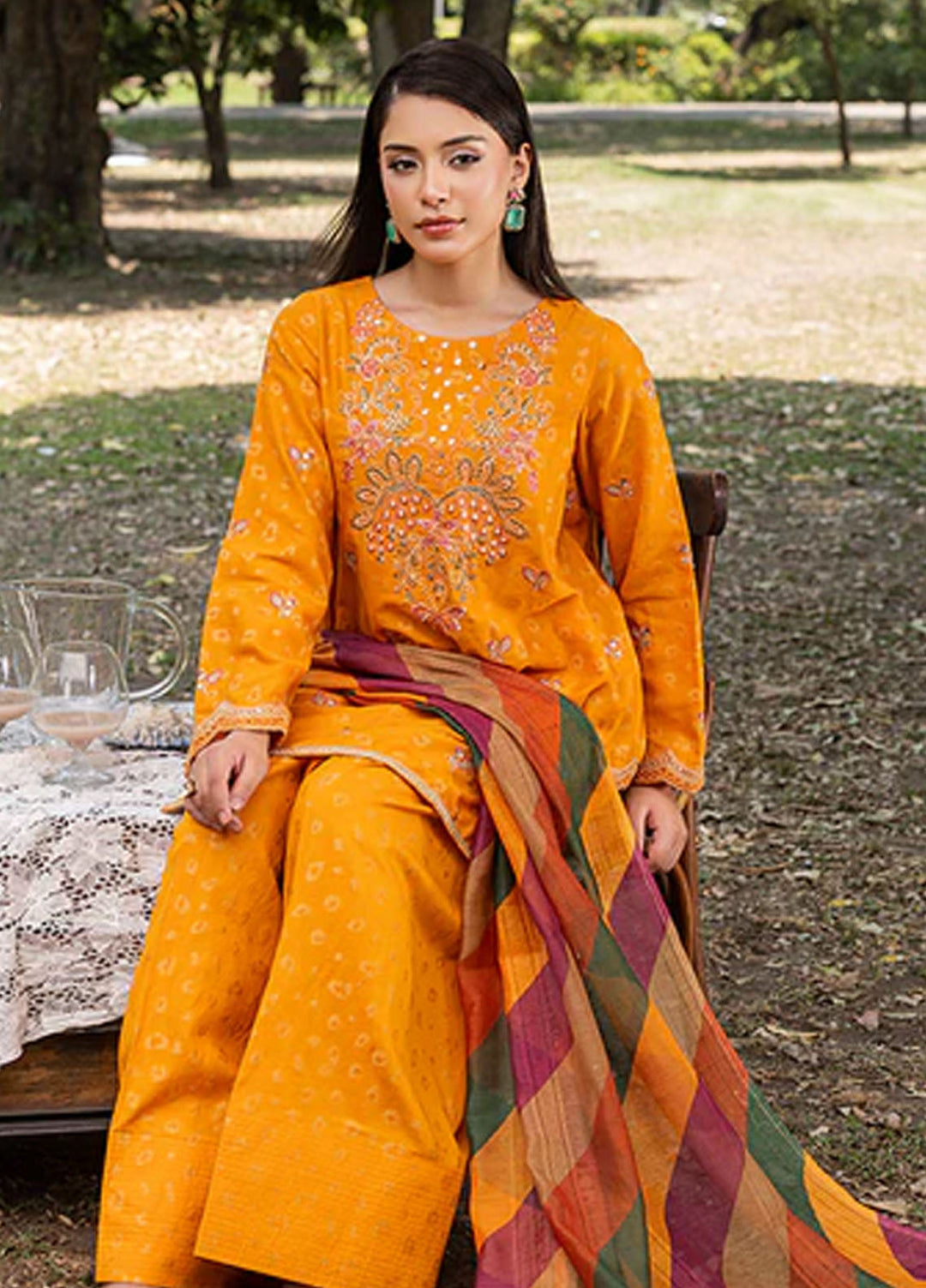 Zuri Pret Embroidered Jacquard 3 Piece Suit Kashaf ZP-09 Tangerine