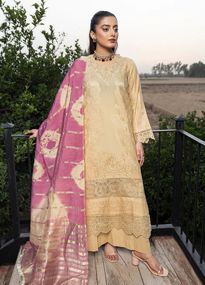 Zuri Pret Embroidered Lawn 3 Piece Suit Afreen JK-22 Beige