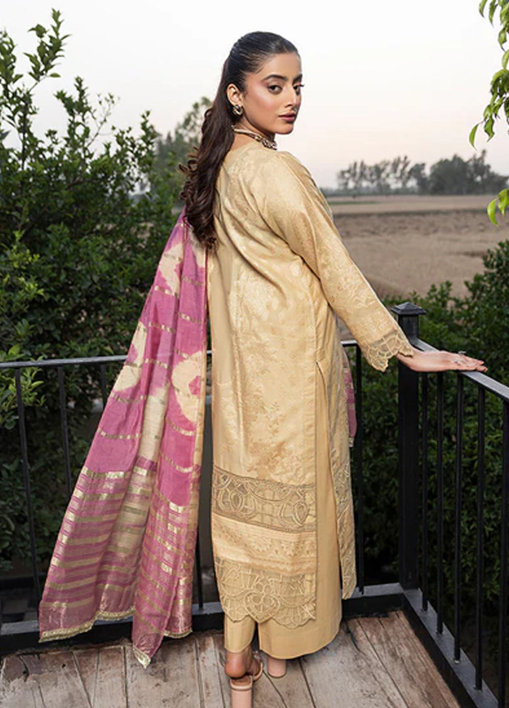 Zuri Pret Embroidered Lawn 3 Piece Suit Afreen JK-22 Beige