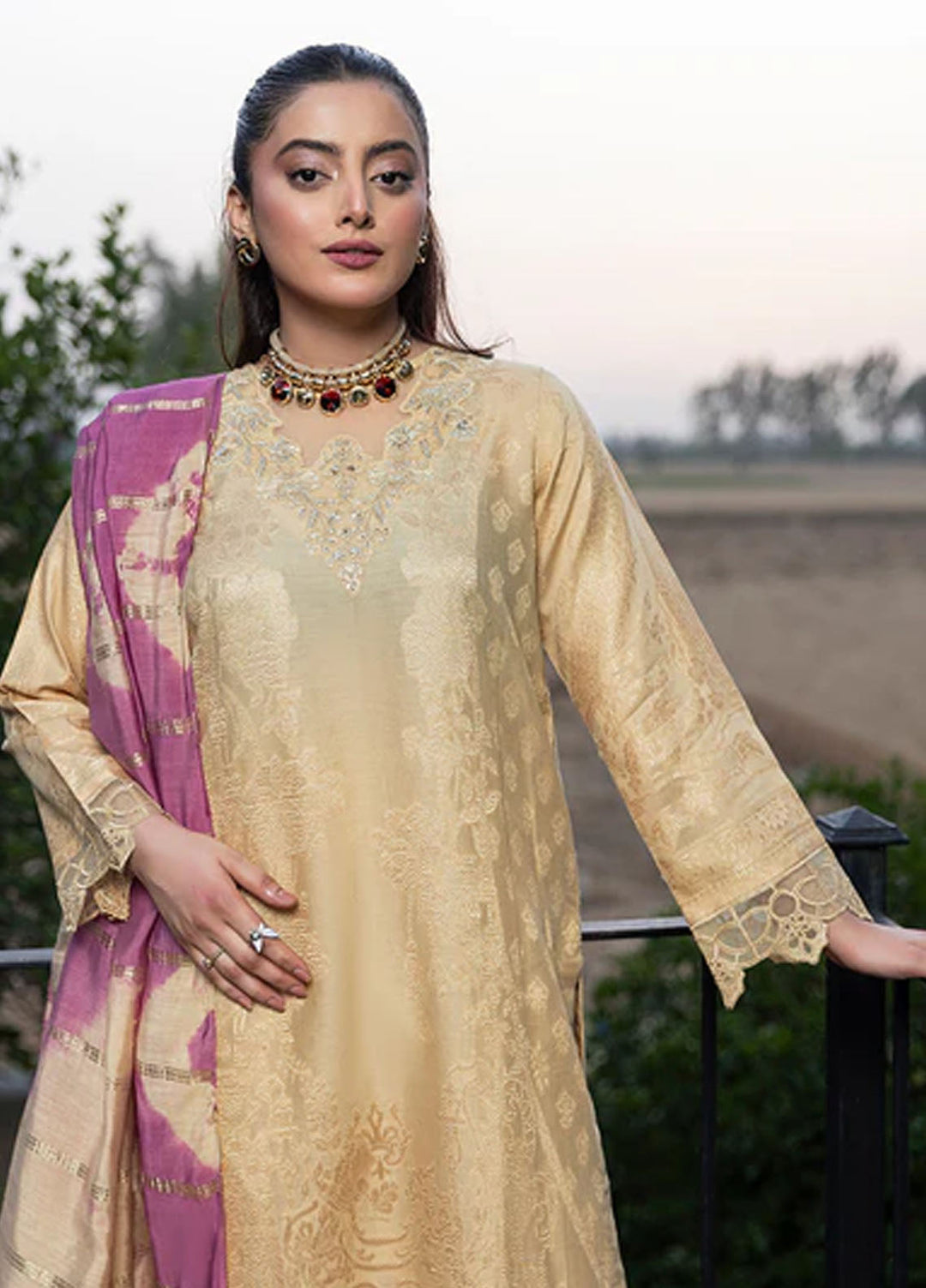 Zuri Pret Embroidered Lawn 3 Piece Suit Afreen JK-22 Beige